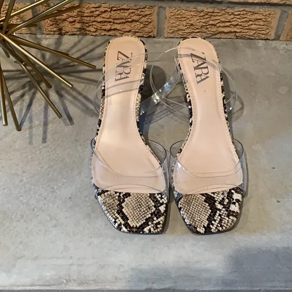 Zara Snakeskin and Clear Heels - Picture 1 of 8